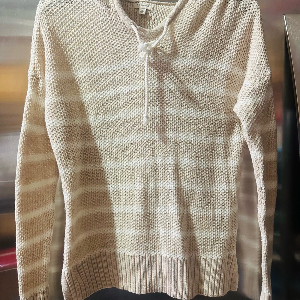 Sonoma✨🤎🧡Beige Knit Pullover with Hood